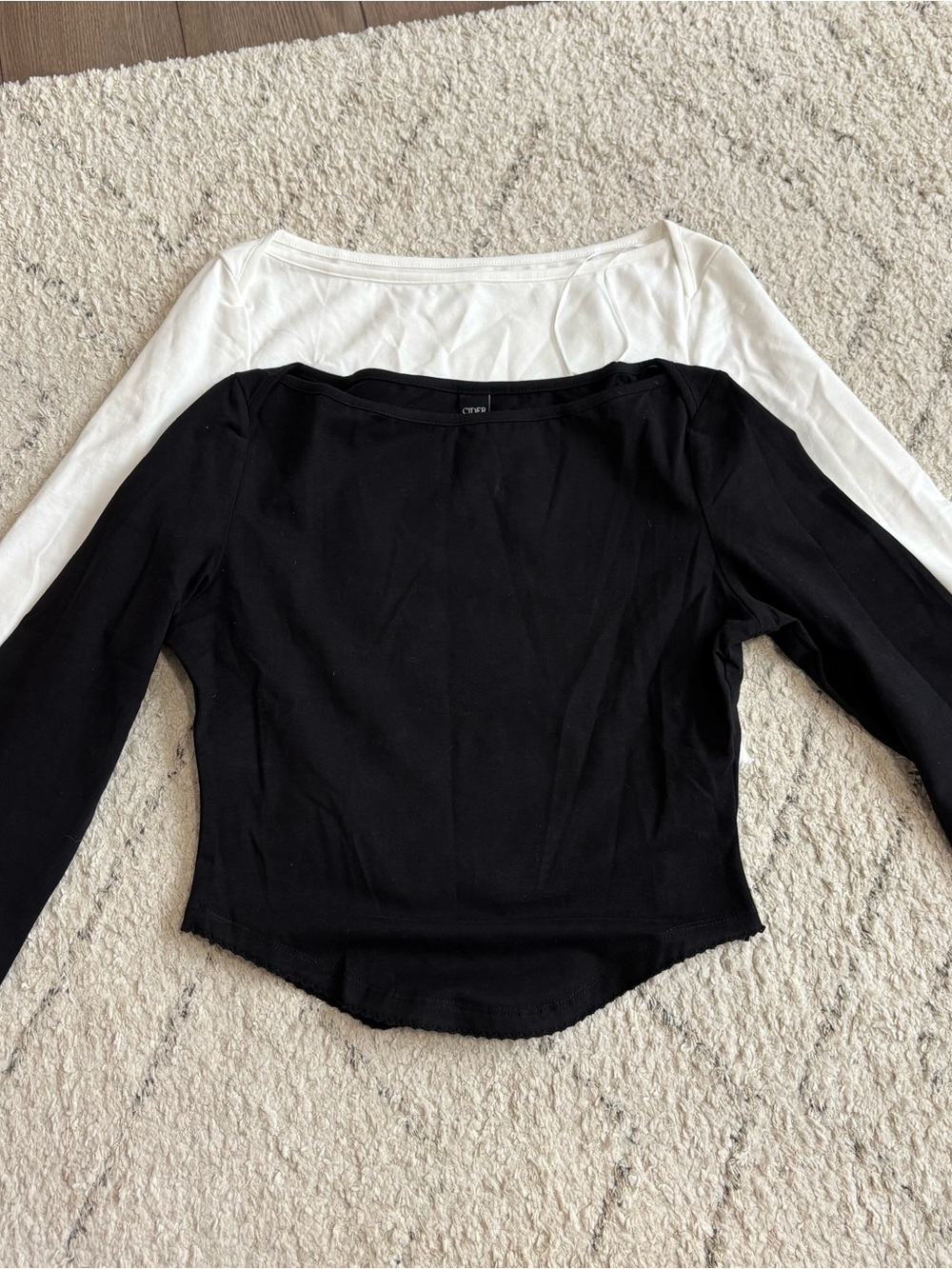 Cider Women’s Boatneck 3/4 Sleeve Top - Black & White